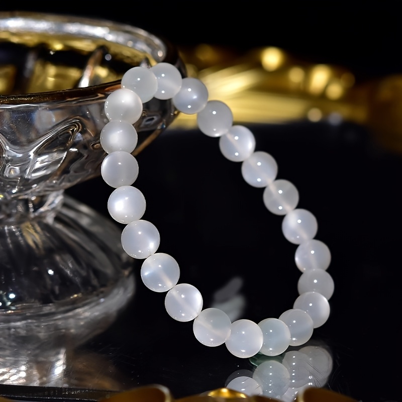 Natural White Moonstone Beaded Bracelet